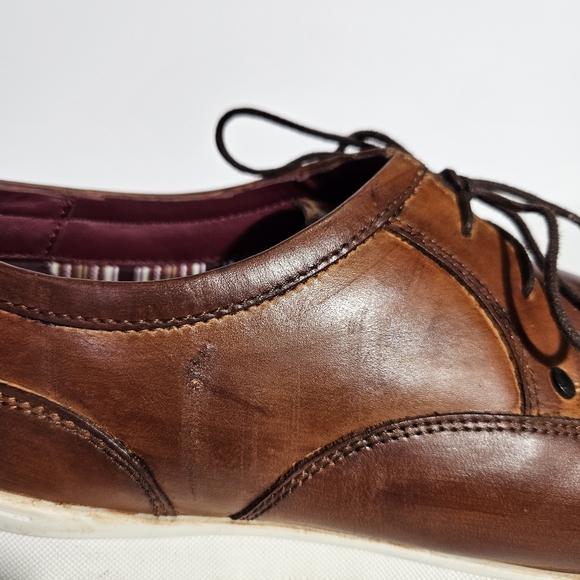 Base London Brown Leather Lace Up Cubic Derby Sneakers - Picture 5 of 13